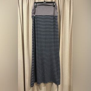 NWT Striped Navy and Gray Maxi Skirt